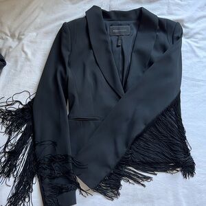 BCBGMaxAzria Black Women's Blazer with Fringe